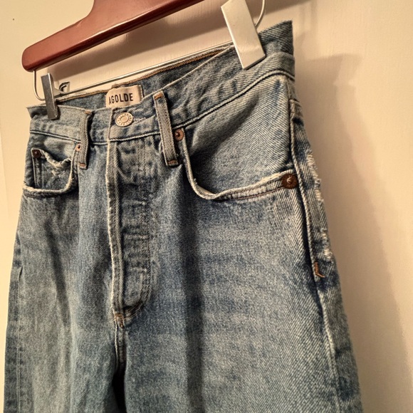 AGOLDE 90'S Pinch Waist High-Rise Straight Jeans Endless Blue - Picture 5 of 10